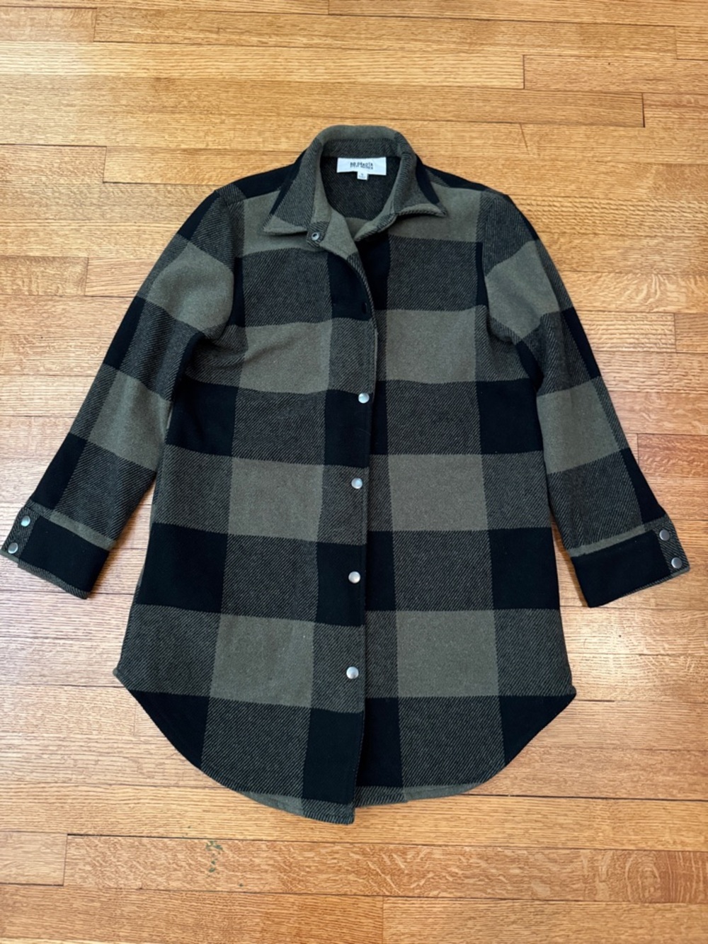 BB DAKOTA Black & Olive Plaid Utility Shacket